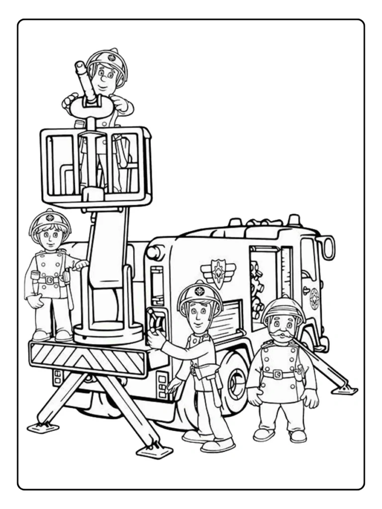 Brandweerman Sam Blussen Kleurplaat