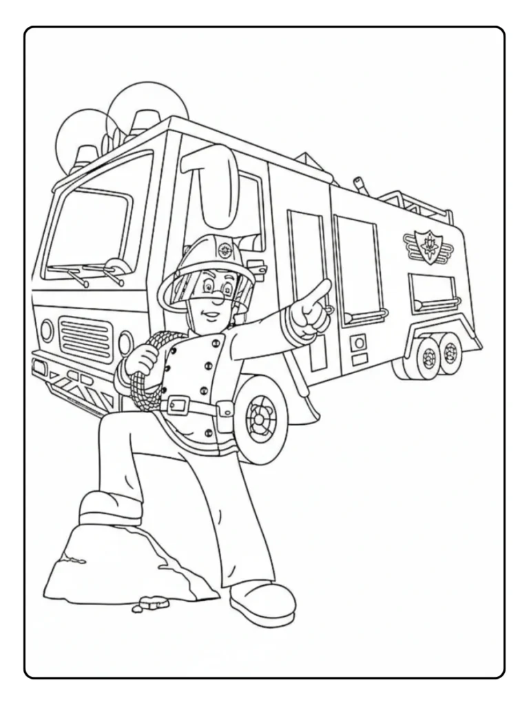 Brandweerman Sam In Actie Kleurplaat