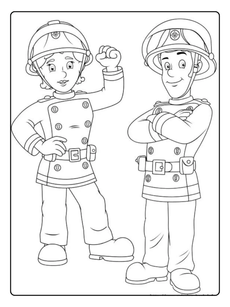Brandweerman Sam Met Helm Kleurplaat