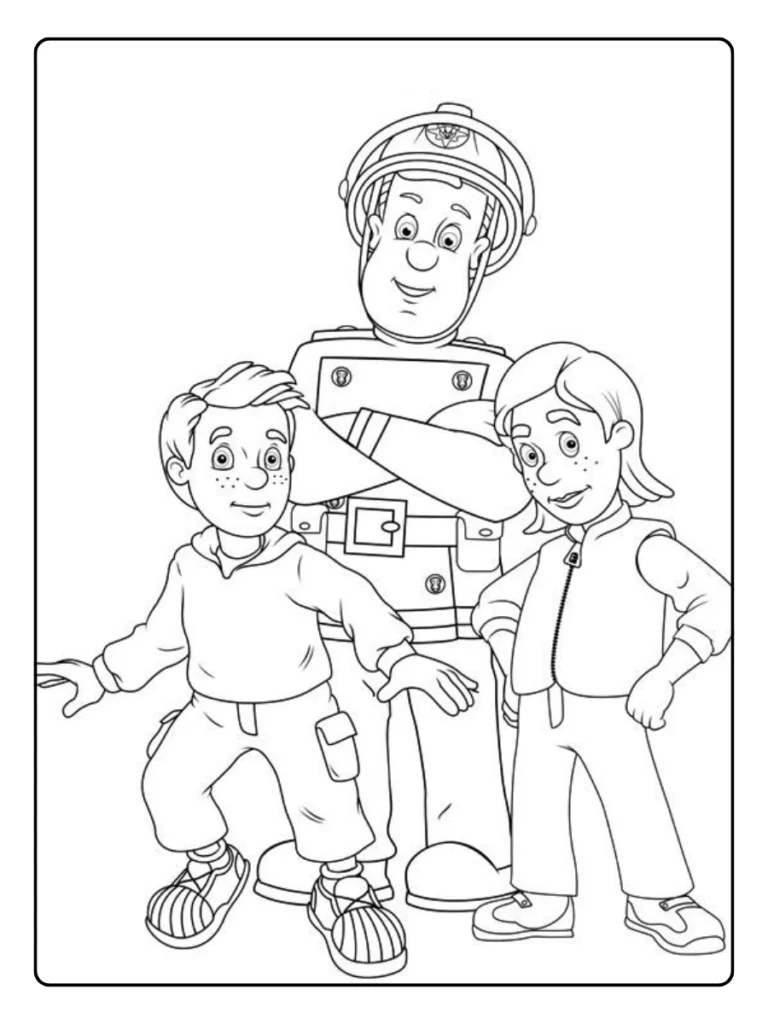 Brandweerman Sam Met Sirenes Kleurplaat