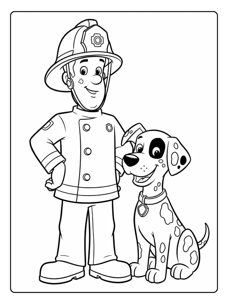 Brandweerman Sam Reddingsactie Kleurplaat