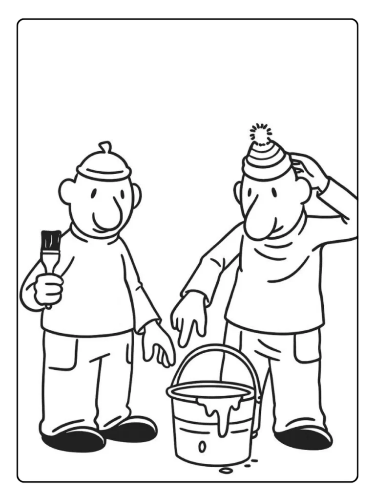 Buurman En Buurman Met Gereedschap Kleurplaat