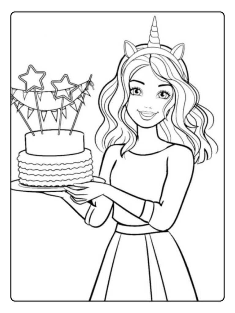 Kleurplaat Tante Verjaardag Doodle Stijl