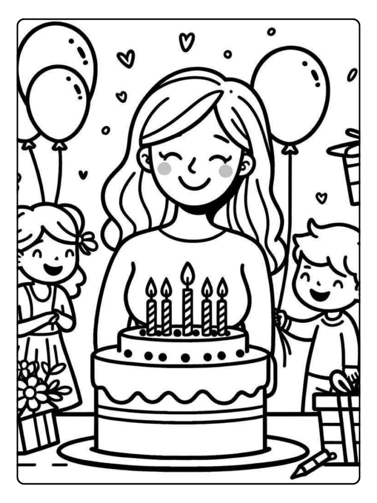Kleurplaat Tante Verjaardag Met Ballonnen