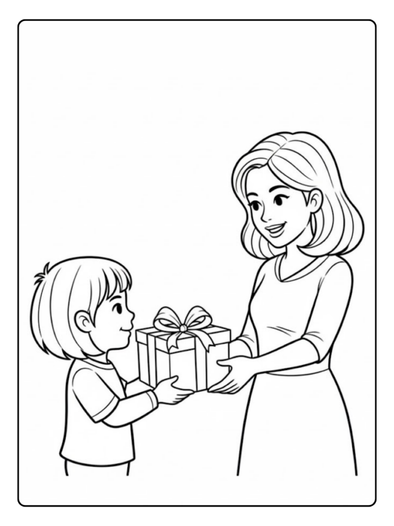 Kleurplaat Verjaardag Tante Met Cadeautjes