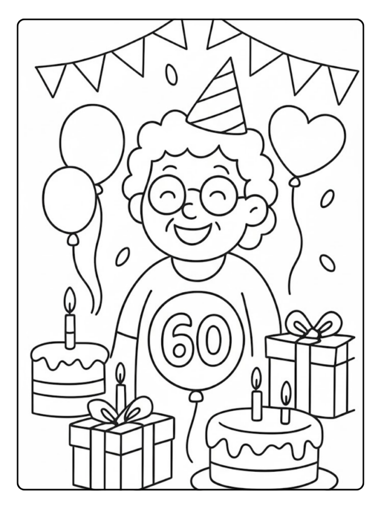 Kleurplaat Verjaardag Typografie Volwassenen