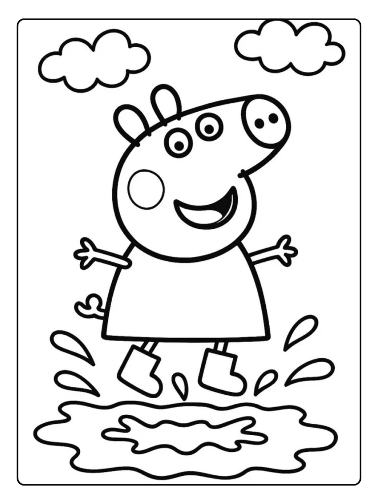 Peppa Pig In Modderplassen Kleurplaat