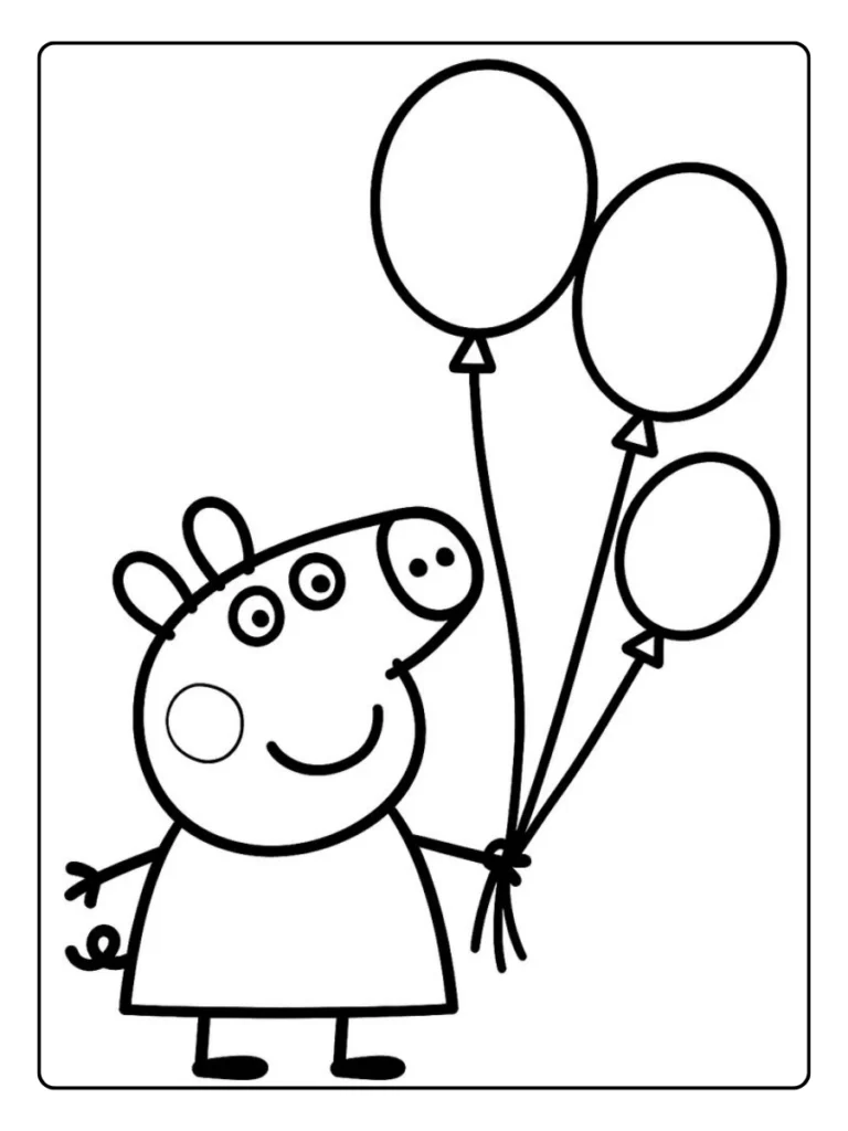 Peppa Pig Met Ballon Kleurplaat