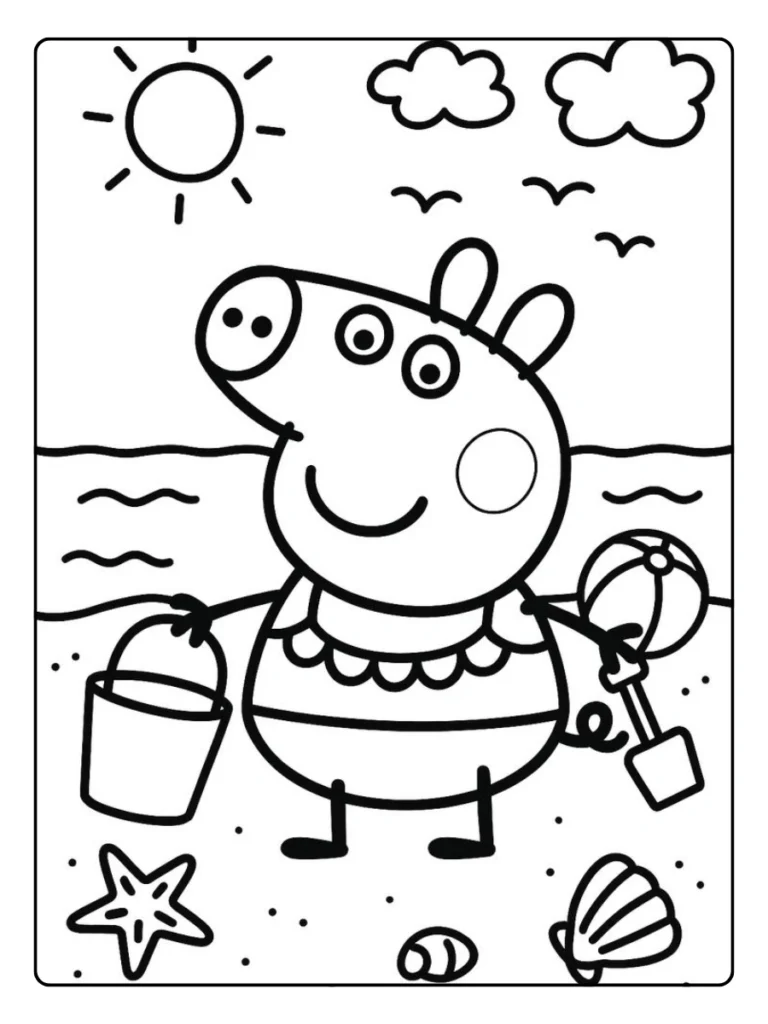 Peppa Pig Vakantie Kleurplaat
