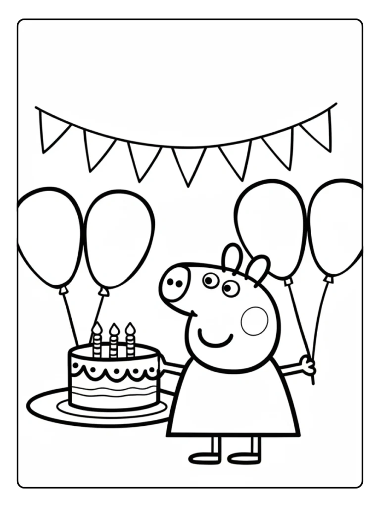 Peppa Pig Verjaardag Kleurplaat