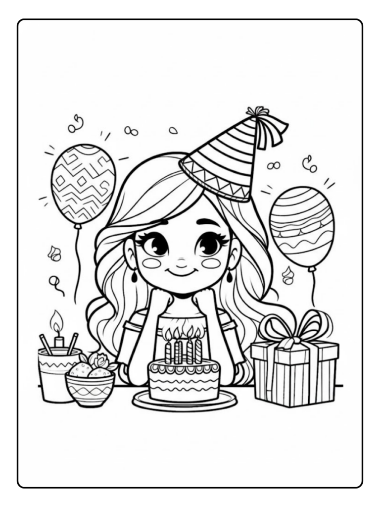 Verjaardag Kleurplaat Tante Met Confetti