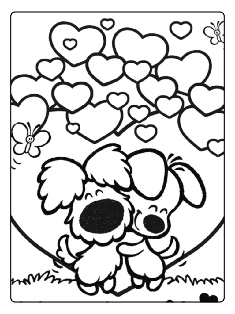 Woezel En Pip Met Hartjes Kleurplaat
