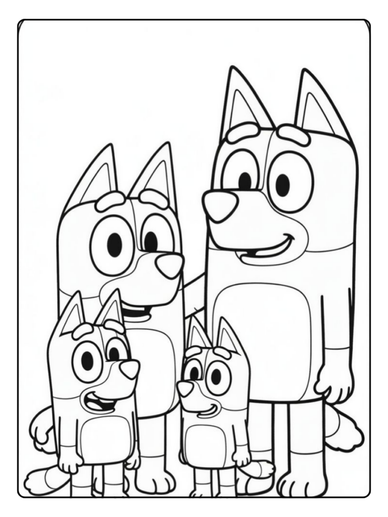 Bluey Familie Kleurplaat