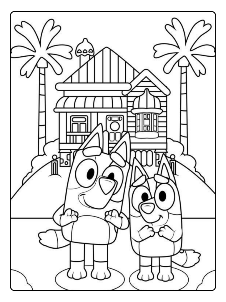 Bluey Met Dieren Kleurplaat