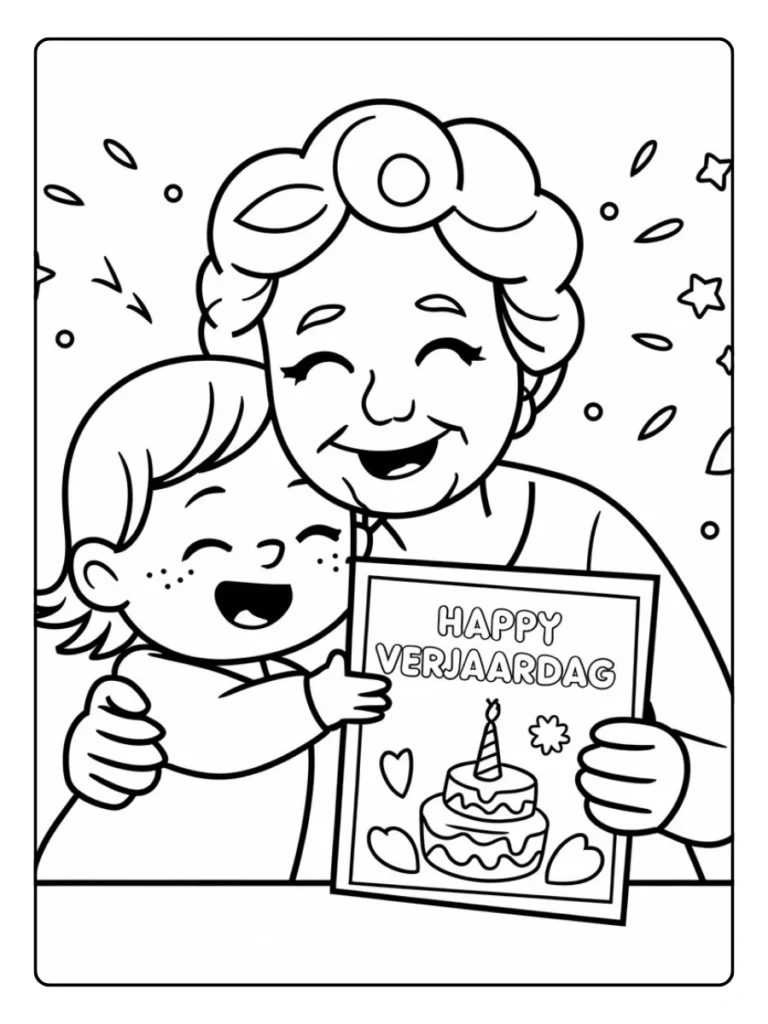 Kleurplaat Oma Feest