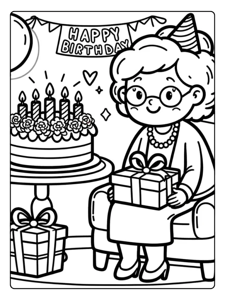 Kleurplaat Oma Jarig