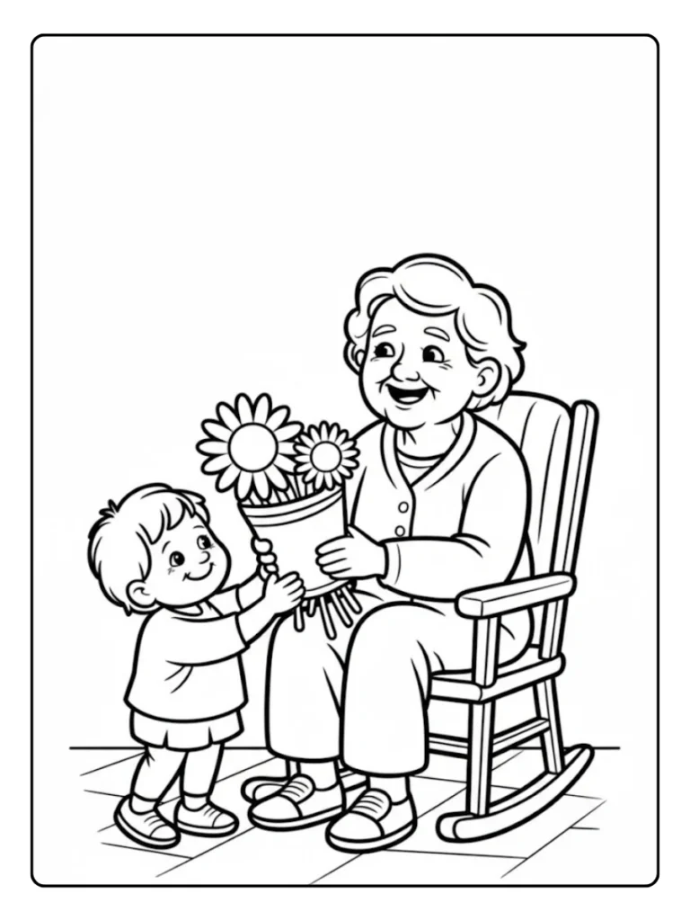 Kleurplaat Oma Met Cadeau