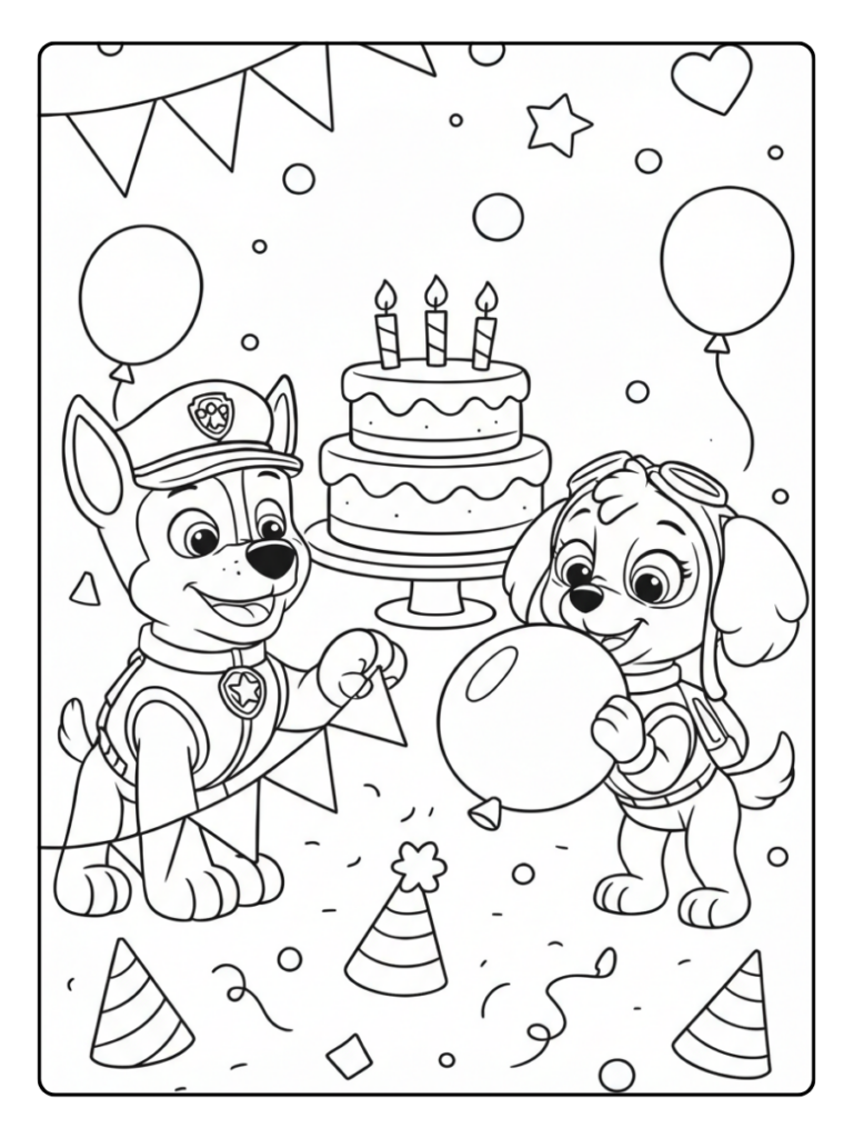 Kleurplaat Paw Patrol Verjaardag