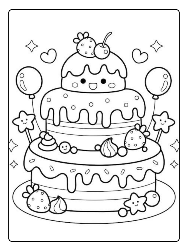 Kleurplaat Taart Verjaardag