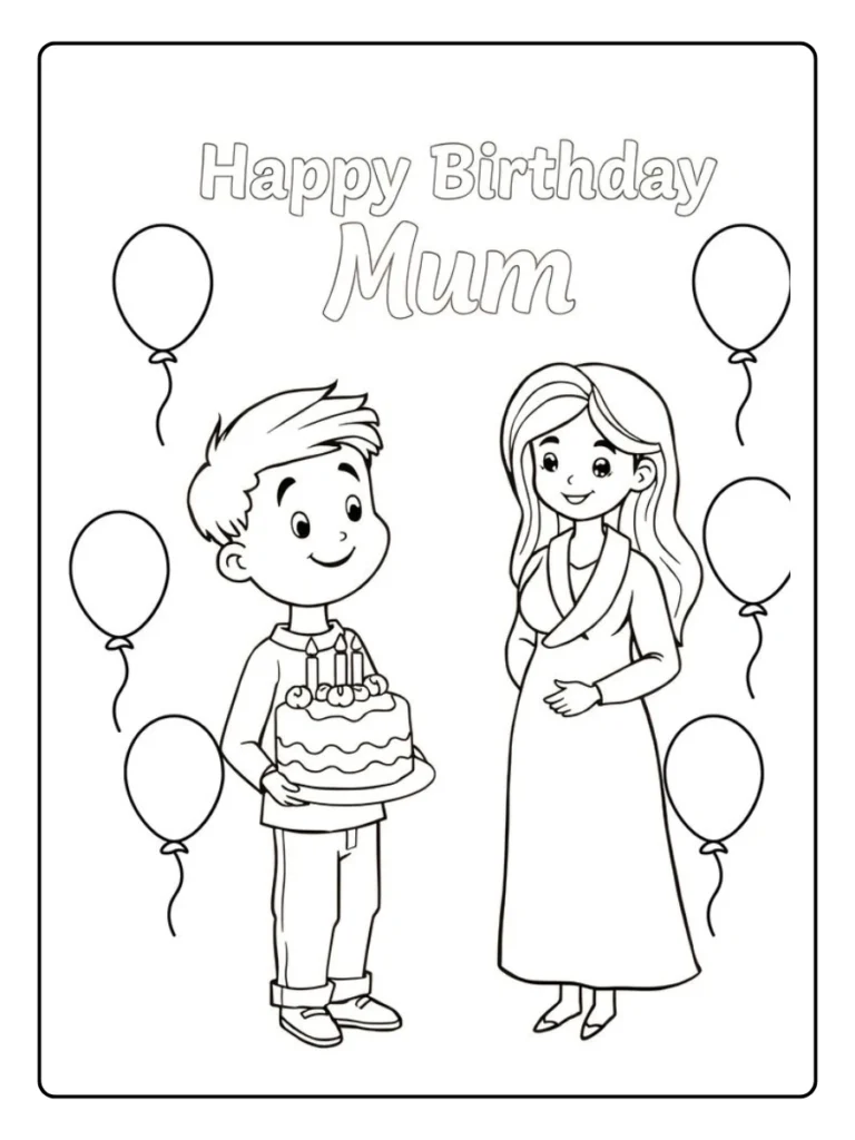 Kleurplaat Verjaardag Mama