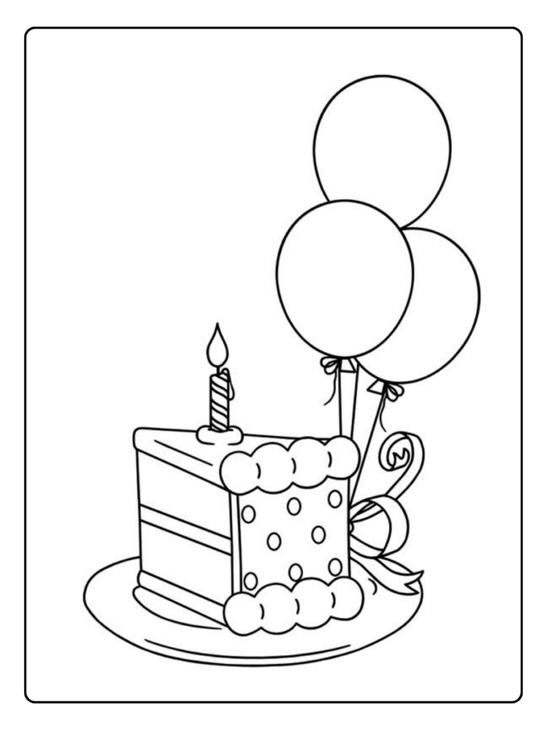 Kleurplaat Verjaardagstaart
