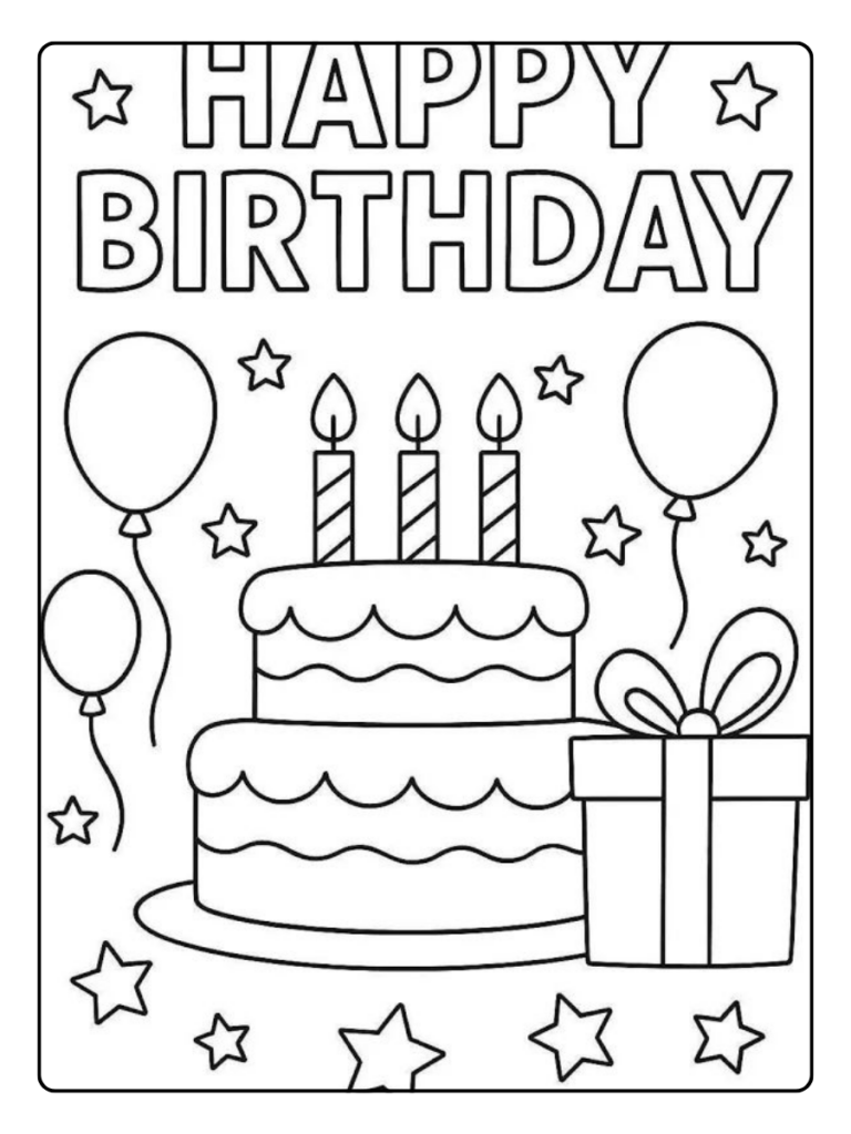 Kleurplaat Verjaardagstaart Met Slagroom