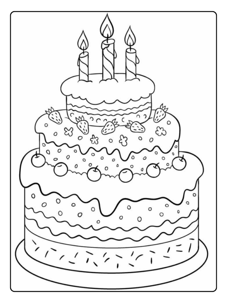 Kleurplaat Verjaardagstaart Printen