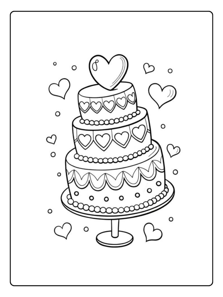 Kleurplaat Verjaardagstaart Simpel