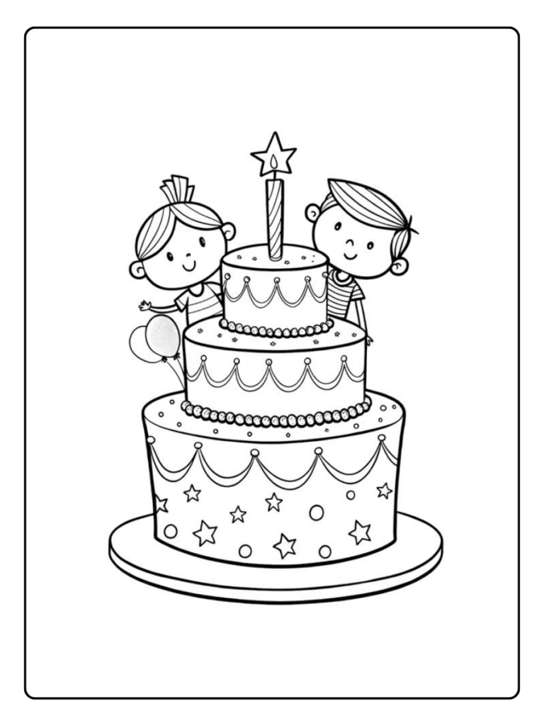 Kleurplaat Verjaardagstaart Voor Kinderen