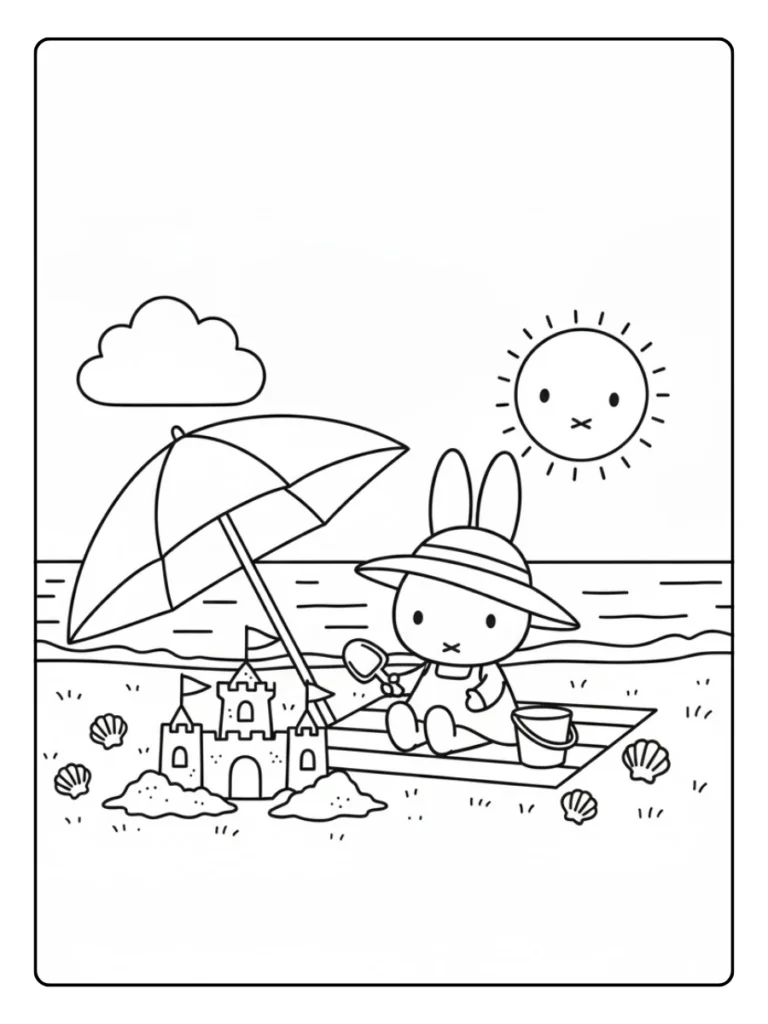 Nijntje Kleurplaat Op Het Strand