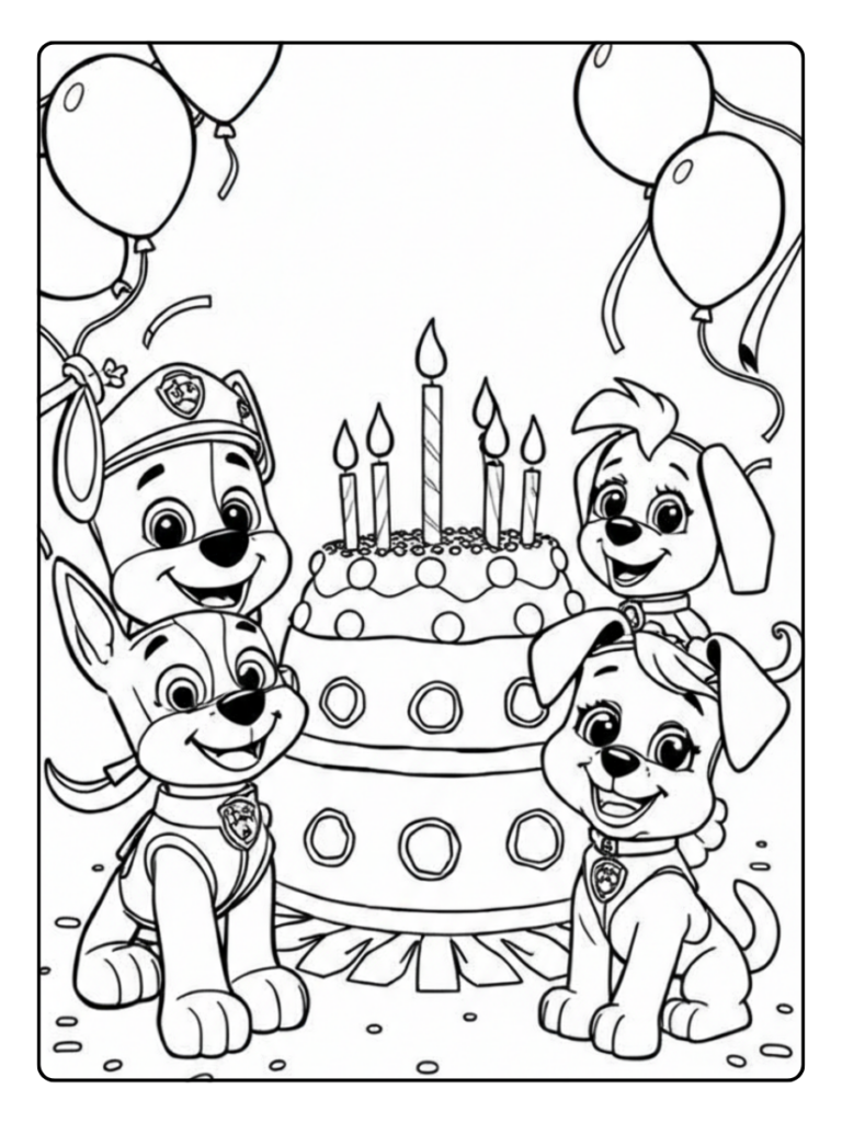 Paw Patrol Party Kleurplaat