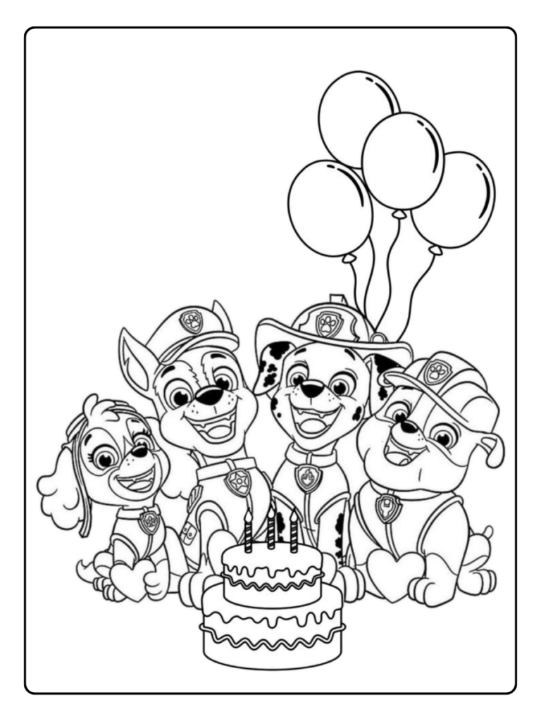 Paw Patrol Verjaardag Cartoon Kleurplaat