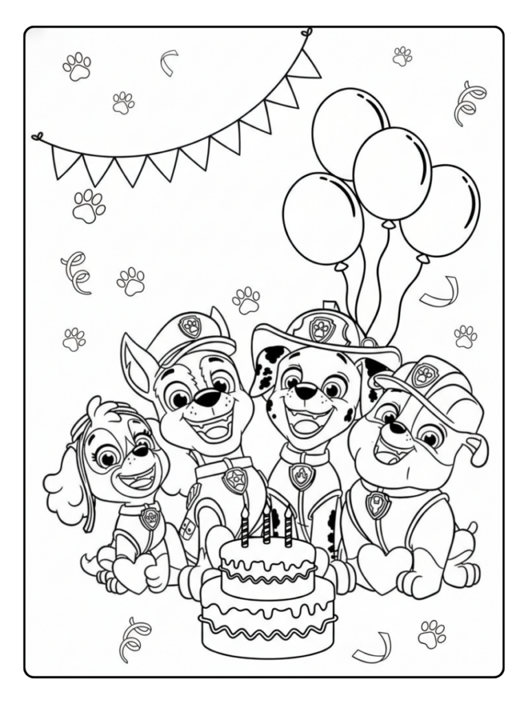 Paw Patrol Verjaardag Taart Kleurplaat