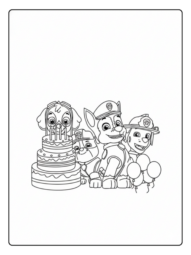 Paw Patrol Verjaardag Voor Kinderen Kleurplaat