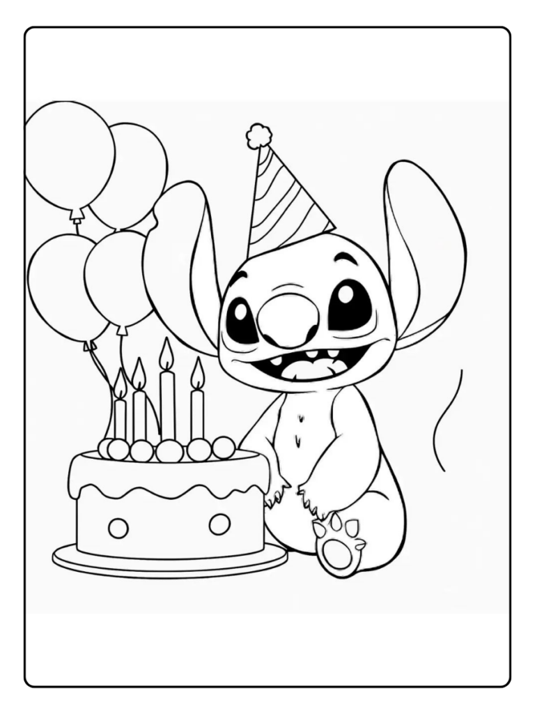 Stitch Verjaardag Cartoon Kleurplaat