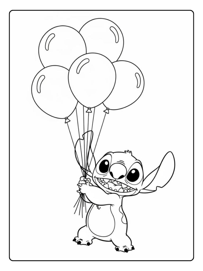 Stitch Verjaardag Kawaii Kleurplaat