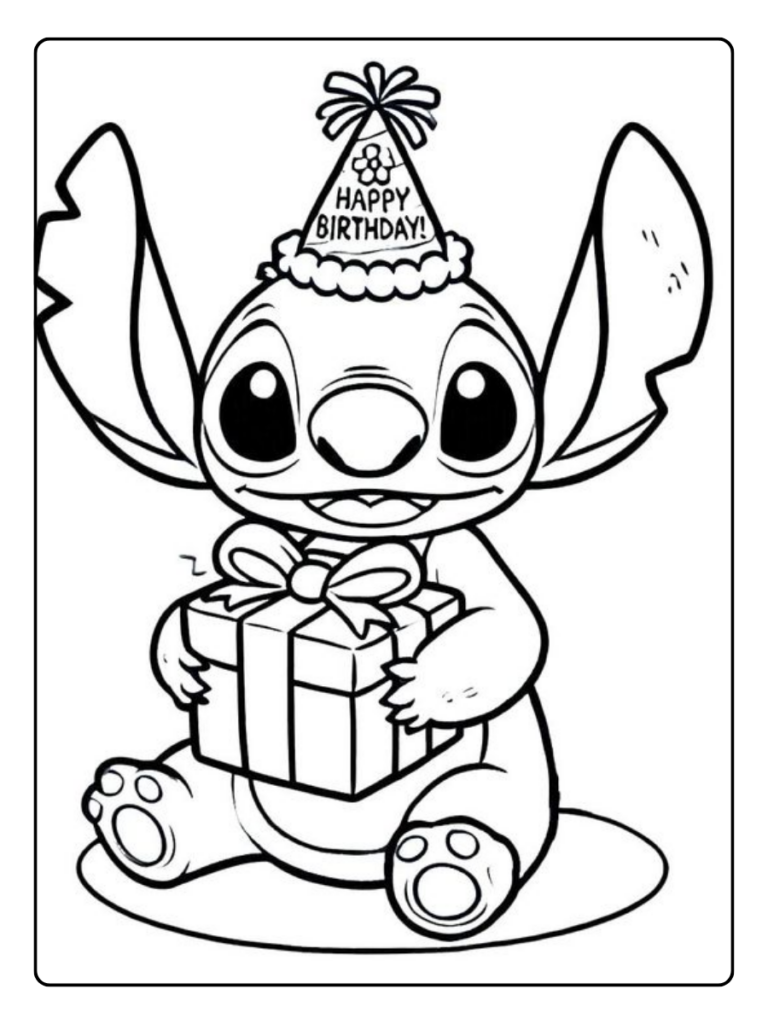 Stitch Verjaardag Party Kleurplaat
