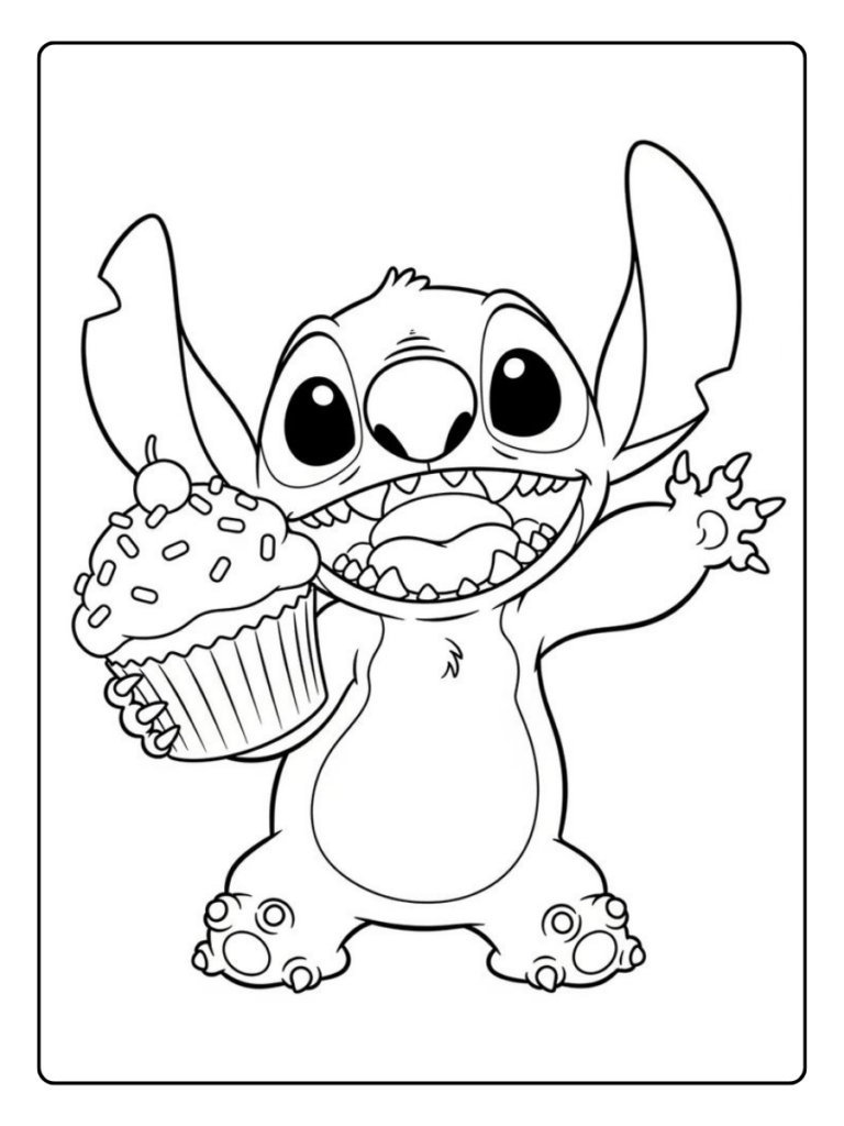 Stitch Verjaardag Simpel Kleurplaat