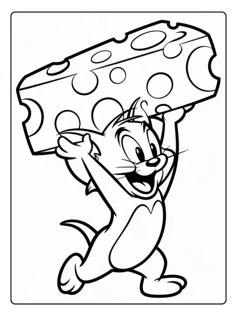 Tom En Jerry Met Kaas Kleurplaat