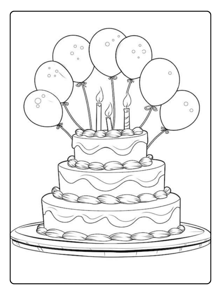 Verjaardagstaart Kleurplaat