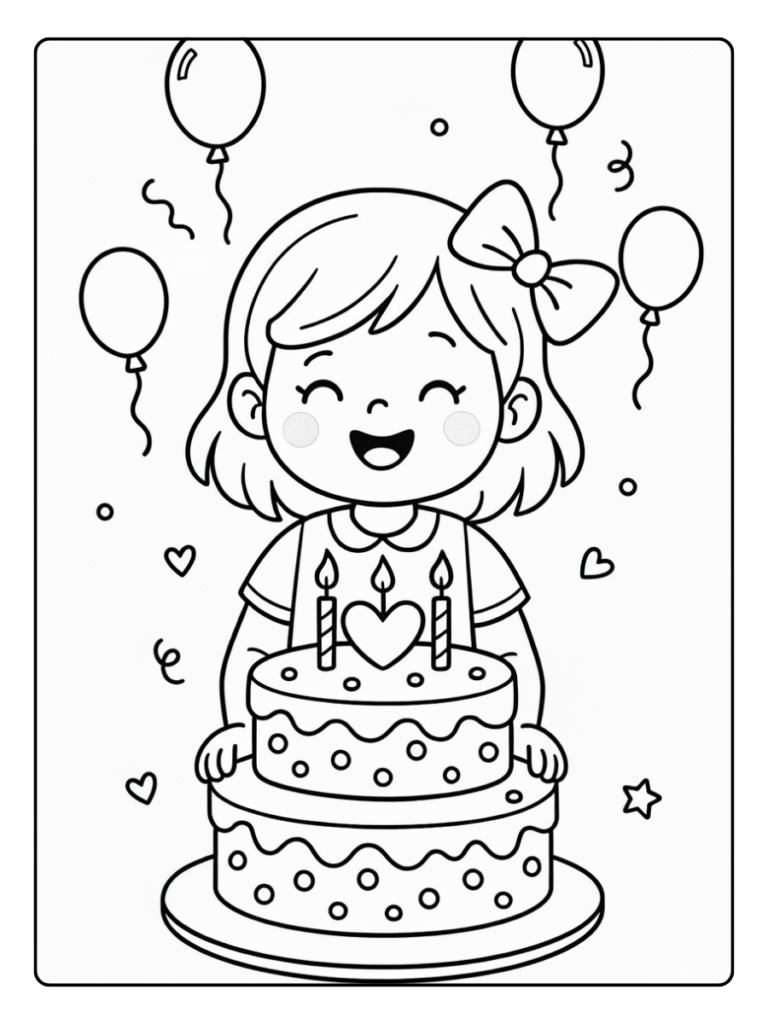 Verjaardagstaart Kleurplaat Cartoon