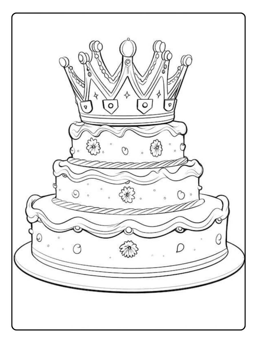 verjaardagstaart kleurplaat makkelijk