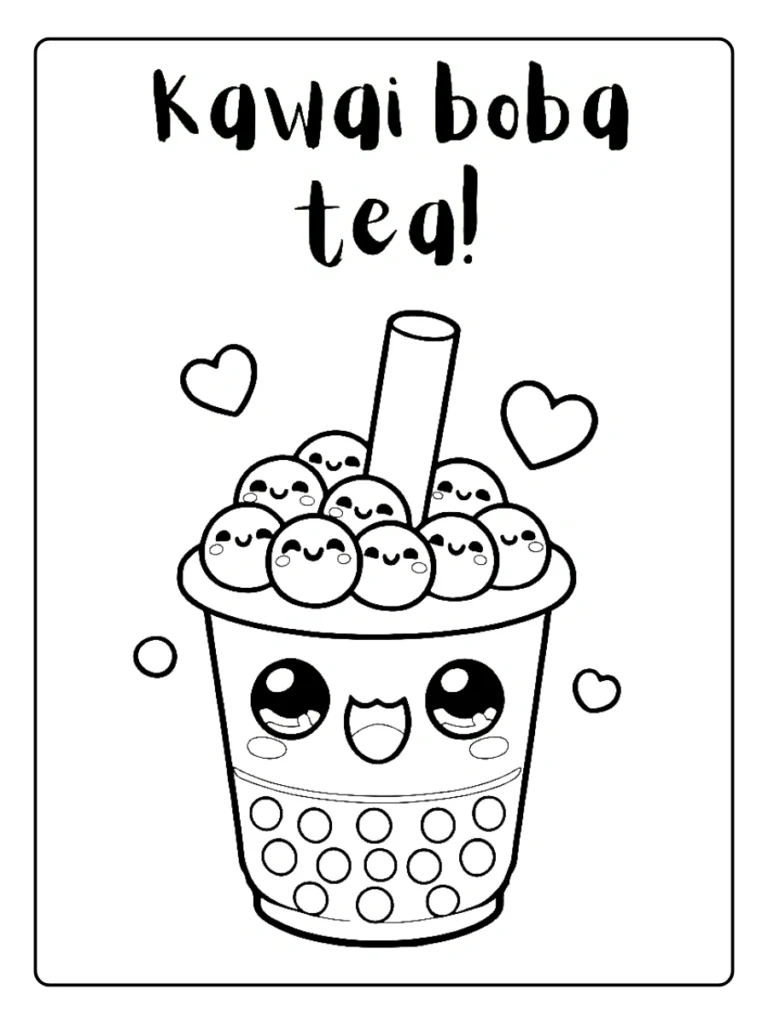 Kleurplaat Bubble Tea Schattig