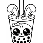 Kleurplaat Bubble Tea Schattig