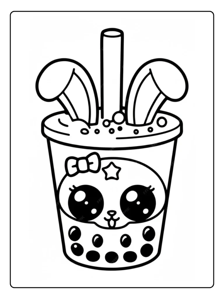 Kleurplaat Bubble Tea Schattig