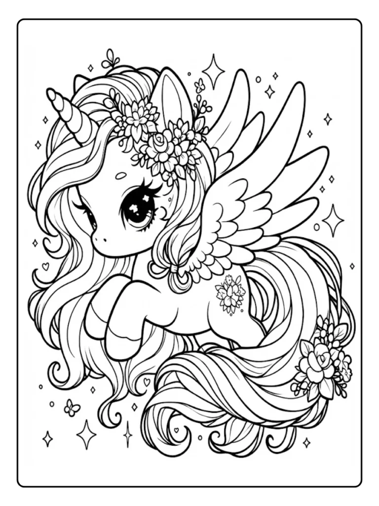 Kleurplaat Eenhoorn Schattig