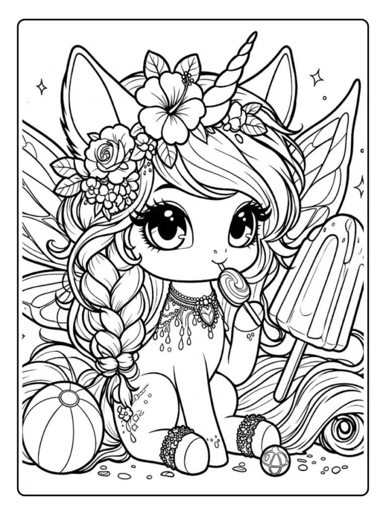 Kleurplaat Eenhoorn Schattig