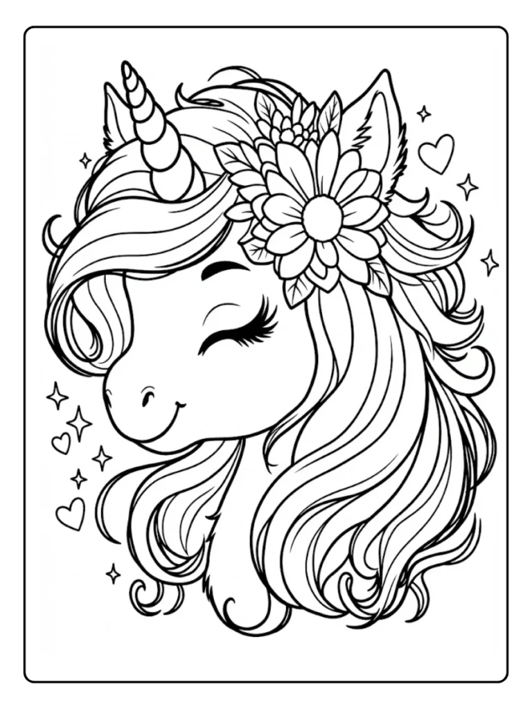 Kleurplaat Eenhoorn Schattig