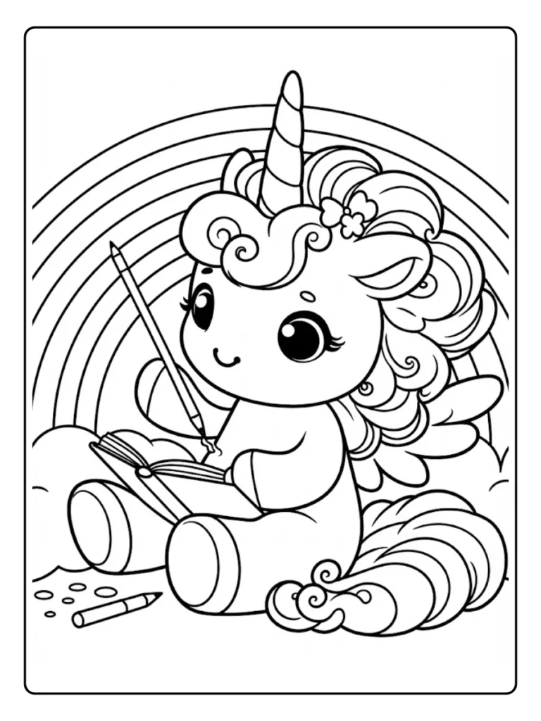 Kleurplaat Eenhoorn Schattig