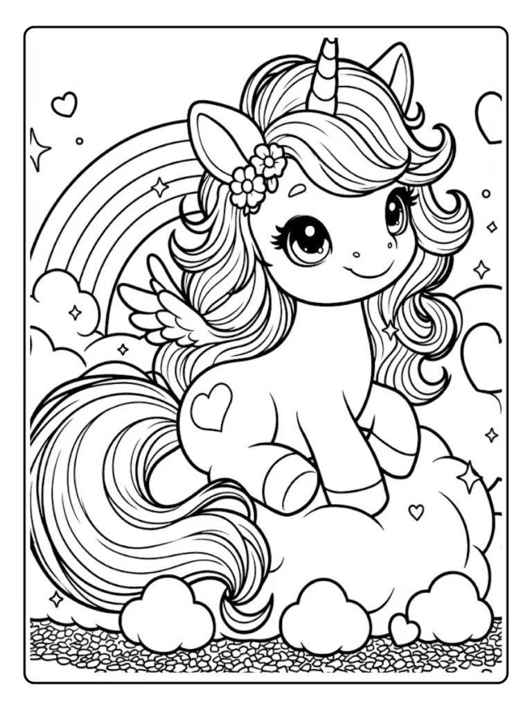 Kleurplaat Eenhoorn Schattig